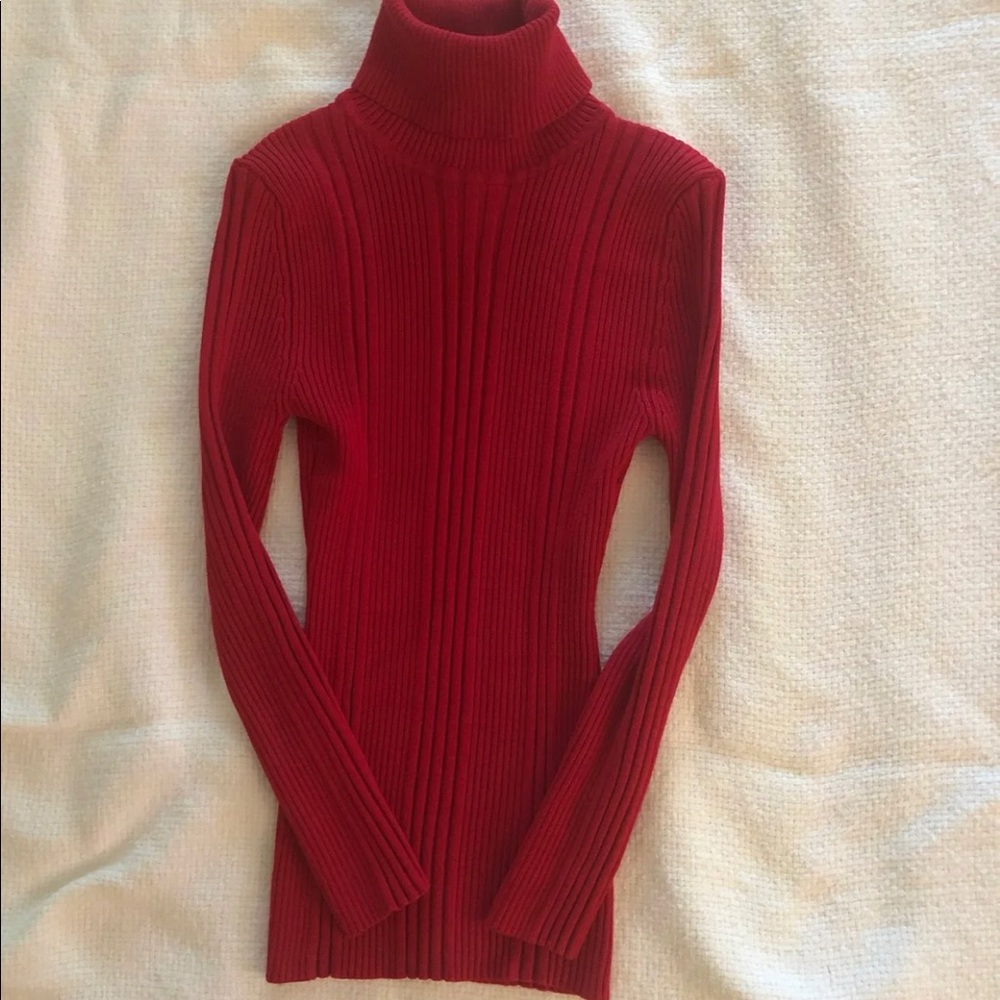 Red turtle neck